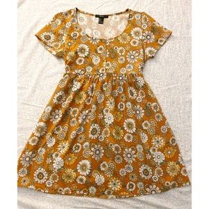 Forever 21 Mustard Yellow Floral Mini Dress